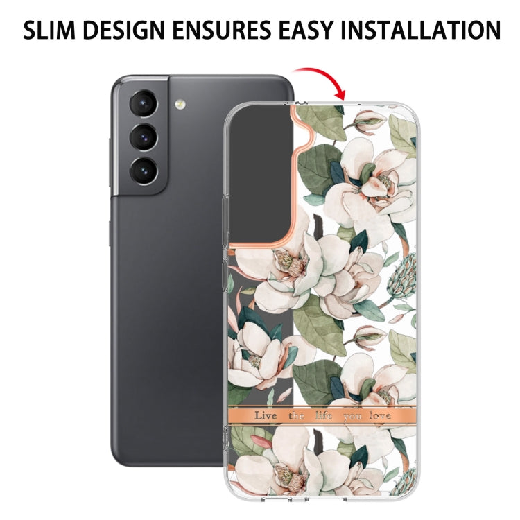 For Samsung Galaxy S22+ Flowers and Plants Series IMD TPU Phone Case(Green Gardenia) - Galaxy S22+ 5G Cases by PMC Jewellery | Online Shopping South Africa | PMC Jewellery | Buy Now Pay Later Mobicred