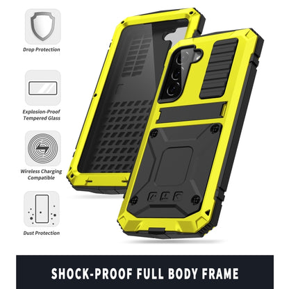 For Samsung Galaxy S22 5G R-JUST Metal + Silicone Holder Phone Case(Yellow) - Galaxy S22 5G Cases by R-JUST | Online Shopping South Africa | PMC Jewellery