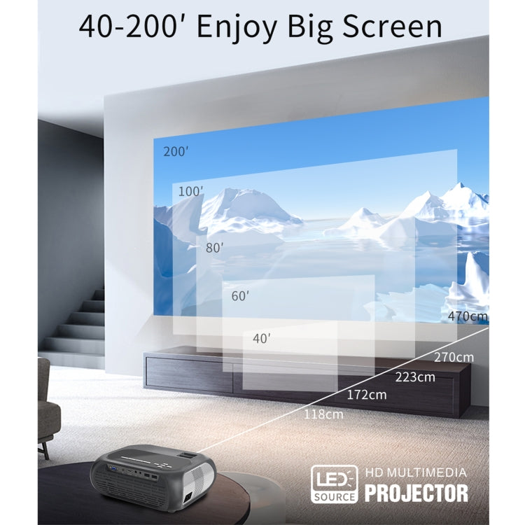 T7i 720P 200 ANSI Home Theater LED HD Digital Projector, Basic Version, EU Plug(Silver Grey) - LED Projector by PMC Jewellery | Online Shopping South Africa | PMC Jewellery | Buy Now Pay Later Mobicred