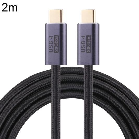 20Gbps USB 4 USB-C / Type-C Male to USB-C / Type-C Male Braided Data Cable, Cable Length:2m(Black) - Cable & Adapters by PMC Jewellery | Online Shopping South Africa | PMC Jewellery | Buy Now Pay Later Mobicred