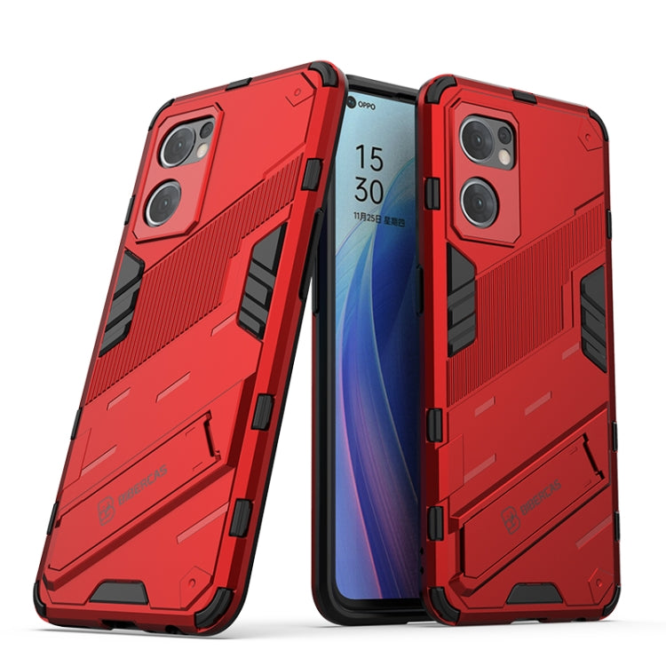 For OPPO Reno7 5G Global / Find X5 Lite Punk Armor 2 in 1 PC + TPU Shockproof Phone Case with Invisible Holder(Red) - OPPO Cases by PMC Jewellery | Online Shopping South Africa | PMC Jewellery | Buy Now Pay Later Mobicred
