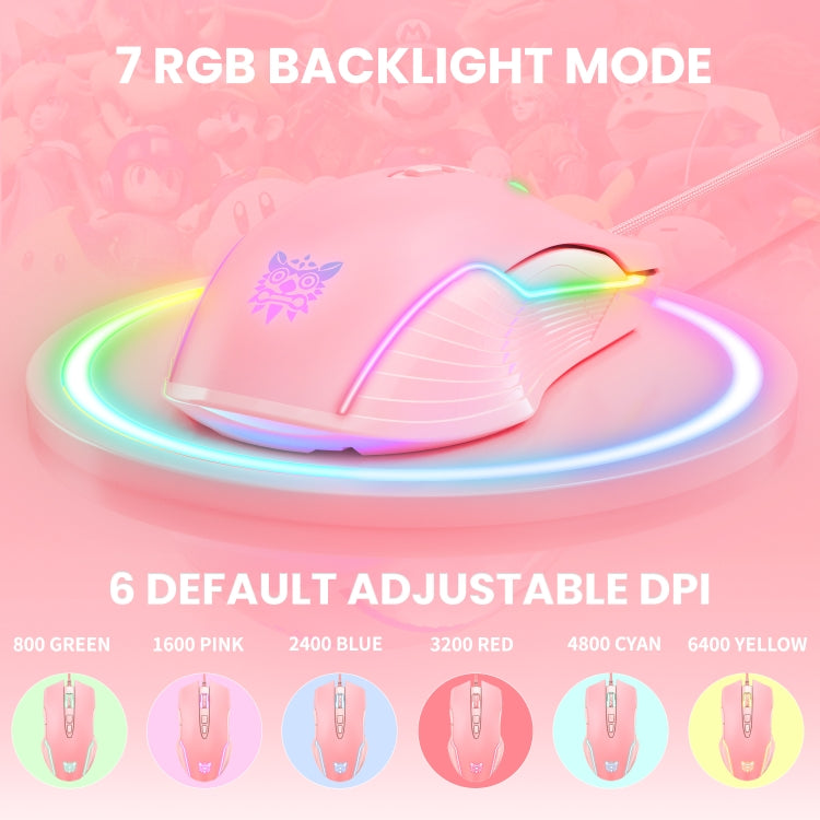 ONIKUMA CW905 RGB Lighting Wired Mouse(Pink) - Wired Mice by ONIKUMA | Online Shopping South Africa | PMC Jewellery | Buy Now Pay Later Mobicred