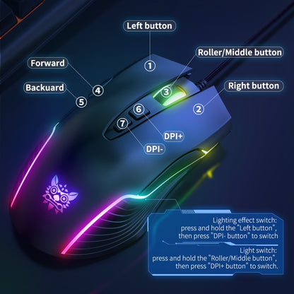 ONIKUMA CW905 RGB Lighting Wired Mouse(Black) - Wired Mice by ONIKUMA | Online Shopping South Africa | PMC Jewellery | Buy Now Pay Later Mobicred