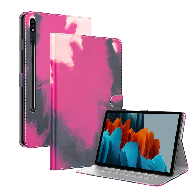 For Samsung Galaxy Tab S9 Watercolor Pattern Flip Leather Tablet Case(Berry Color) - Galaxy Tab S9 Cases by PMC Jewellery | Online Shopping South Africa | PMC Jewellery | Buy Now Pay Later Mobicred