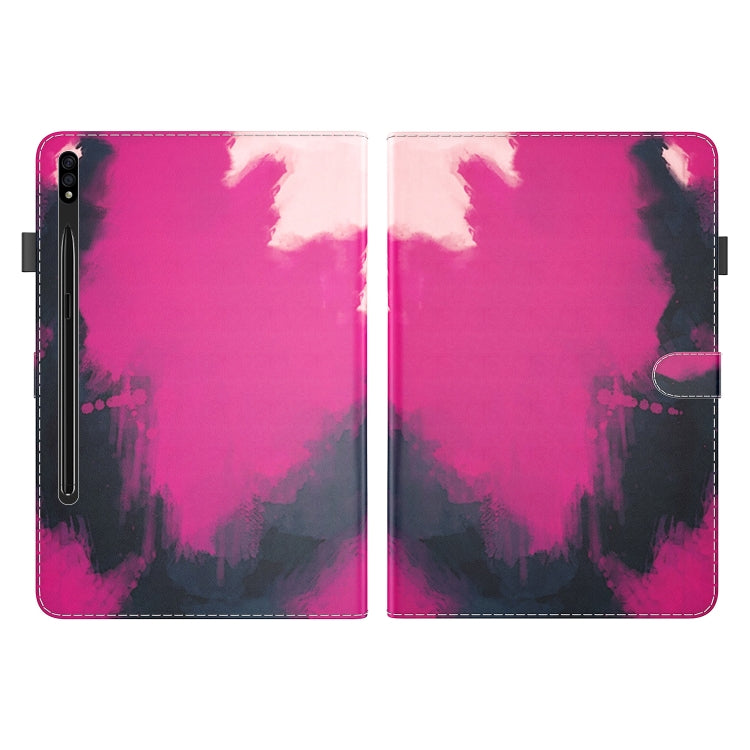 For Samsung Galaxy Tab S9 Watercolor Pattern Flip Leather Tablet Case(Berry Color) - Galaxy Tab S9 Cases by PMC Jewellery | Online Shopping South Africa | PMC Jewellery | Buy Now Pay Later Mobicred