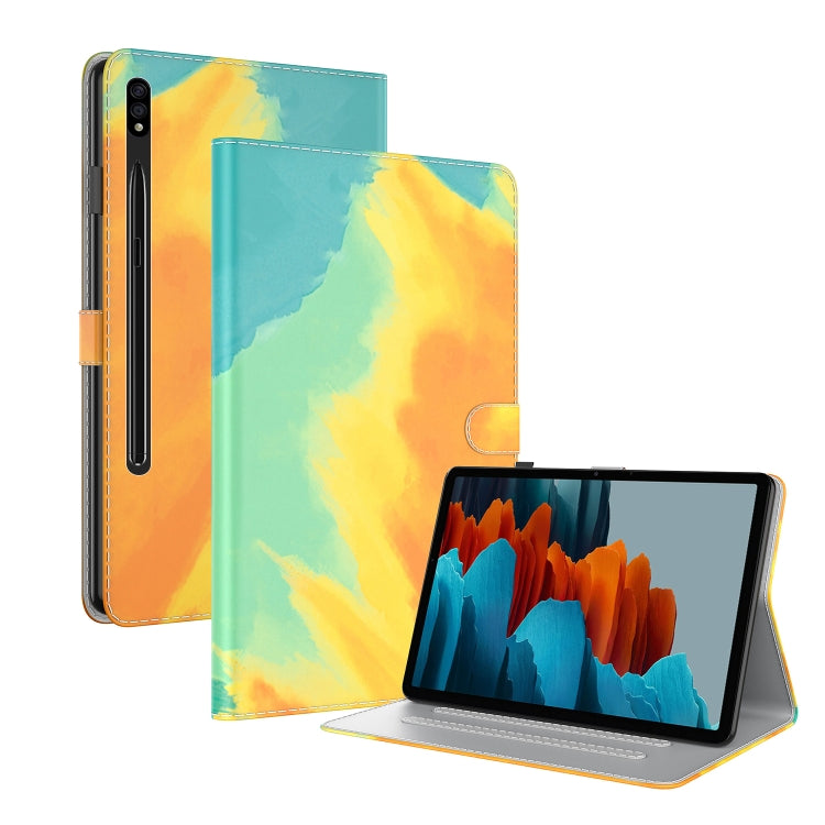 For Samsung Galaxy Tab S9+ Watercolor Pattern Flip Leather Tablet Case(Autumn Leaves) - Galaxy Tab S9+ Cases by PMC Jewellery | Online Shopping South Africa | PMC Jewellery | Buy Now Pay Later Mobicred