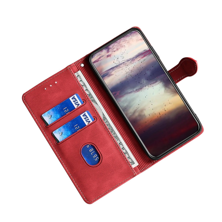 For Doogee X96 Pro Skin Feel Straw Hat Magnetic Buckle Leather Phone Case(Red) - Doogee Cases by PMC Jewellery | Online Shopping South Africa | PMC Jewellery | Buy Now Pay Later Mobicred