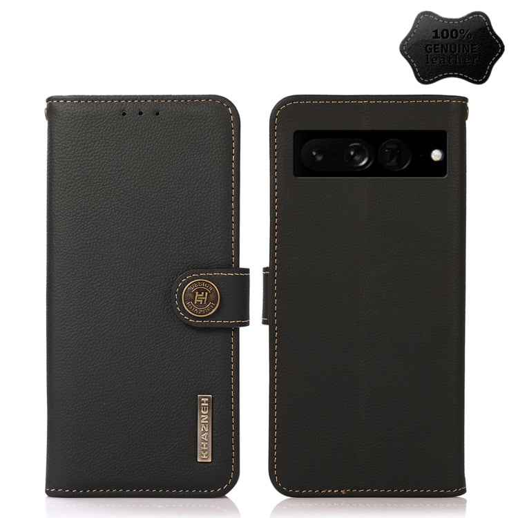 For Google Pixel 7 Pro 5G KHAZNEH Custer Genuine Leather RFID Phone Case(Black) - Google Cases by PMC TechLife | Online Shopping South Africa | PMC TechLife | Buy Now Pay Later Mobicred