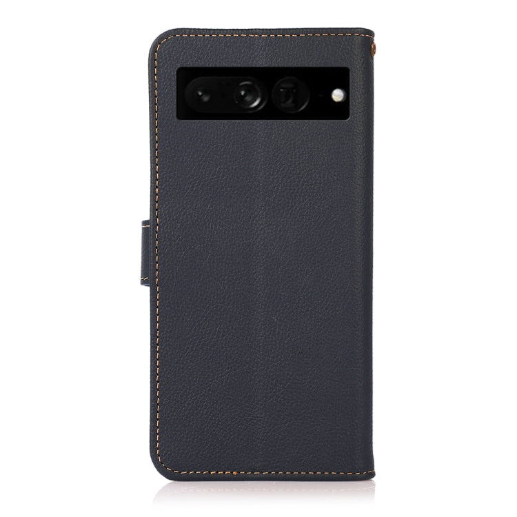 For Google Pixel 7 Pro 5G KHAZNEH Custer Genuine Leather RFID Phone Case(Blue) - Google Cases by PMC TechLife | Online Shopping South Africa | PMC TechLife | Buy Now Pay Later Mobicred