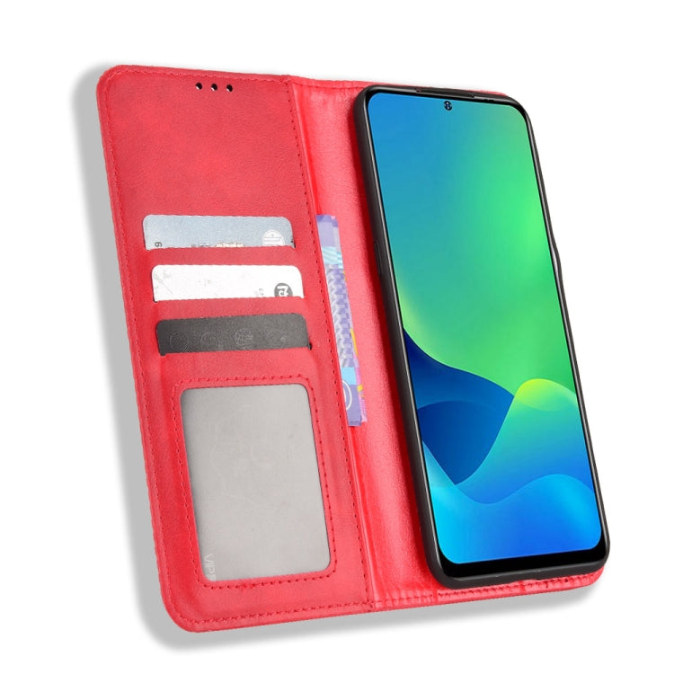 For Ulefone Note 13P Magnetic Buckle Retro Texture Leather Phone Case(Red) - OPPO Cases by PMC Jewellery | Online Shopping South Africa | PMC Jewellery | Buy Now Pay Later Mobicred