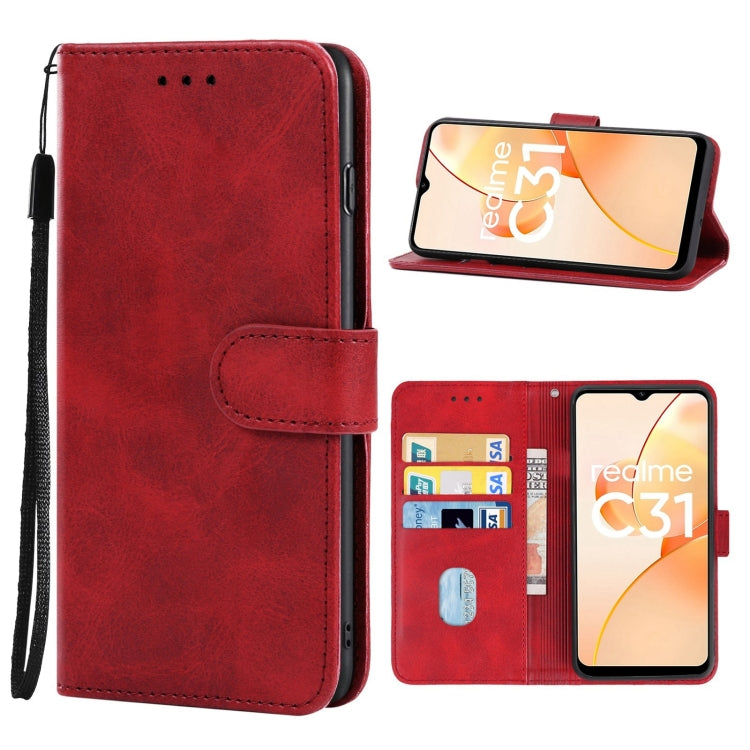 Leather Phone Case For OPPO Realme C31(Red) - Realme Cases by PMC Jewellery | Online Shopping South Africa | PMC Jewellery | Buy Now Pay Later Mobicred