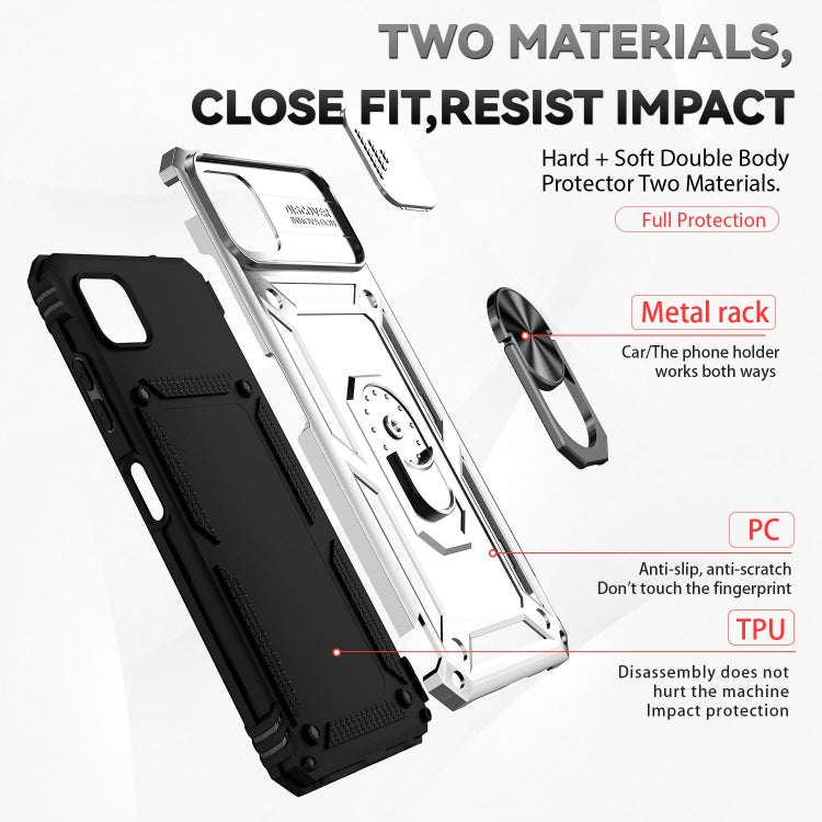 For Samsung Galaxy A22 5G Sliding Camshield Holder Phone Case(Silver) - Galaxy Phone Cases by PMC TechLife | Online Shopping South Africa | PMC TechLife
