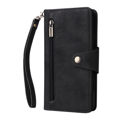 For Google Pixel 3A XL Rivet Buckle 9 Cards Three Fold Leather Phone Case(Black) - Google Cases by PMC Jewellery | Online Shopping South Africa | PMC Jewellery | Buy Now Pay Later Mobicred