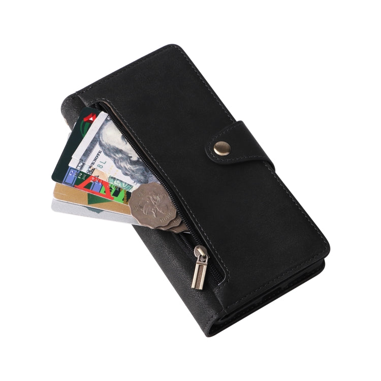 For Google Pixel 6 Pro Rivet Buckle 9 Cards Three Fold Leather Phone Case(Black) - Google Cases by PMC TechLife | Online Shopping South Africa | PMC TechLife | Buy Now Pay Later Mobicred