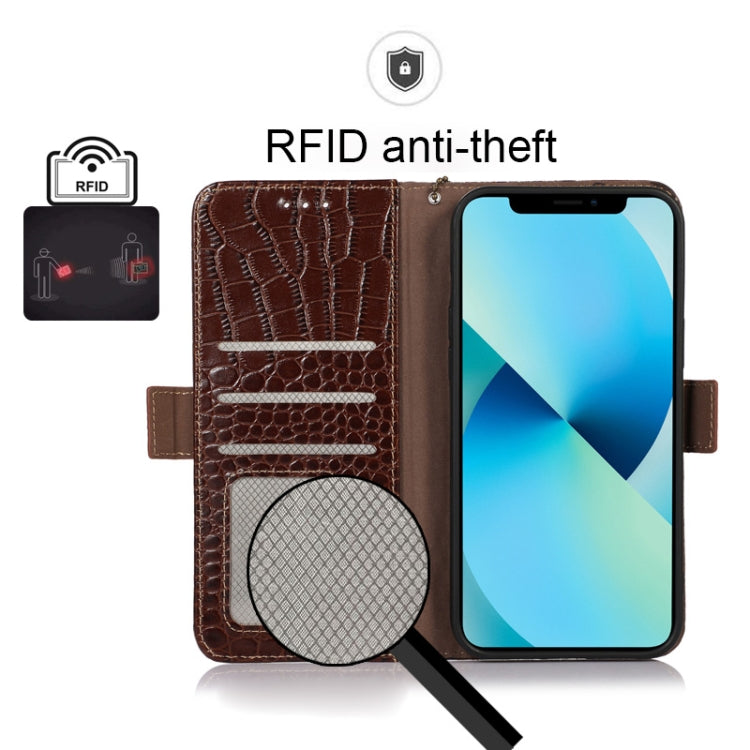 For Sony Xperia 1 IV Crocodile Top Layer Cowhide Leather Phone Case(Brown) - Sony Cases by PMC TechLife | Online Shopping South Africa | PMC TechLife | Buy Now Pay Later Mobicred