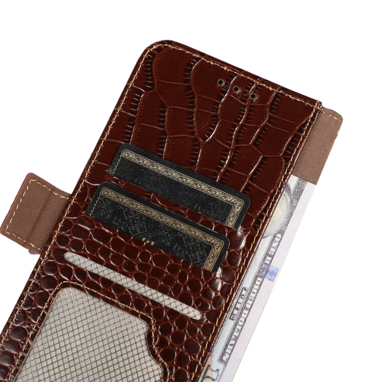 For Sony Xperia 1 IV Crocodile Top Layer Cowhide Leather Phone Case(Brown) - Sony Cases by PMC TechLife | Online Shopping South Africa | PMC TechLife | Buy Now Pay Later Mobicred