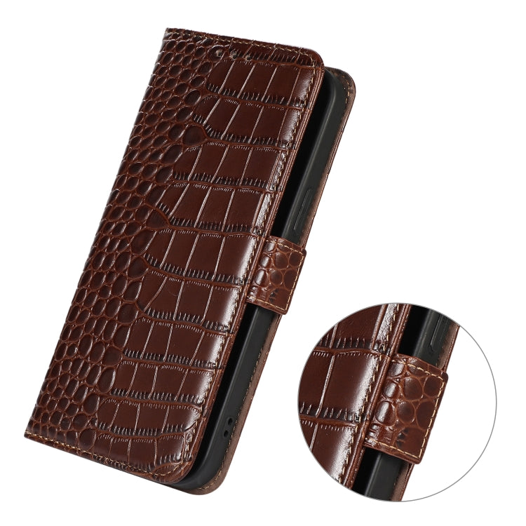 For Google Pixel 7 5G Crocodile Top Layer Cowhide Leather Phone Case(Brown) - Google Cases by PMC TechLife | Online Shopping South Africa | PMC TechLife | Buy Now Pay Later Mobicred