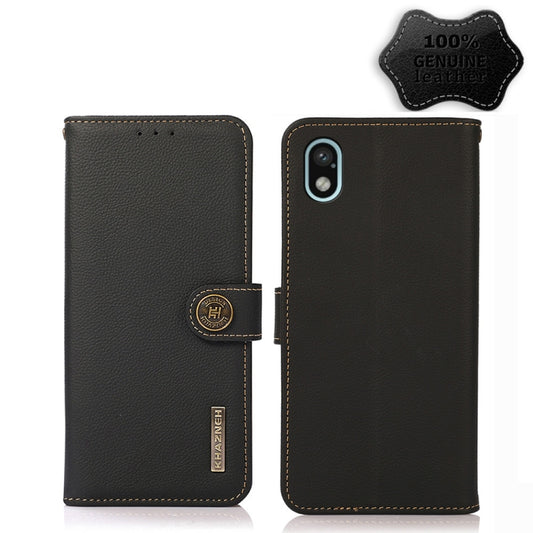 For Sony Xperia Ace III KHAZNEH Custer Genuine Leather RFID Phone Case(Black) - Sony Cases by PMC Jewellery | Online Shopping South Africa | PMC Jewellery | Buy Now Pay Later Mobicred