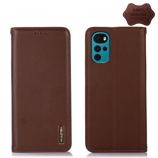 For Motorola Moto G22 KHAZNEH Nappa Top Layer Cowhide Leather Phone Case(Brown) - Motorola Cases by PMC Jewellery | Online Shopping South Africa | PMC Jewellery | Buy Now Pay Later Mobicred