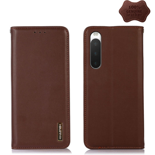 For Sony Xperia 10 IV KHAZNEH Nappa Top Layer Cowhide Leather Phone Case(Brown) - Sony Cases by PMC Jewellery | Online Shopping South Africa | PMC Jewellery | Buy Now Pay Later Mobicred