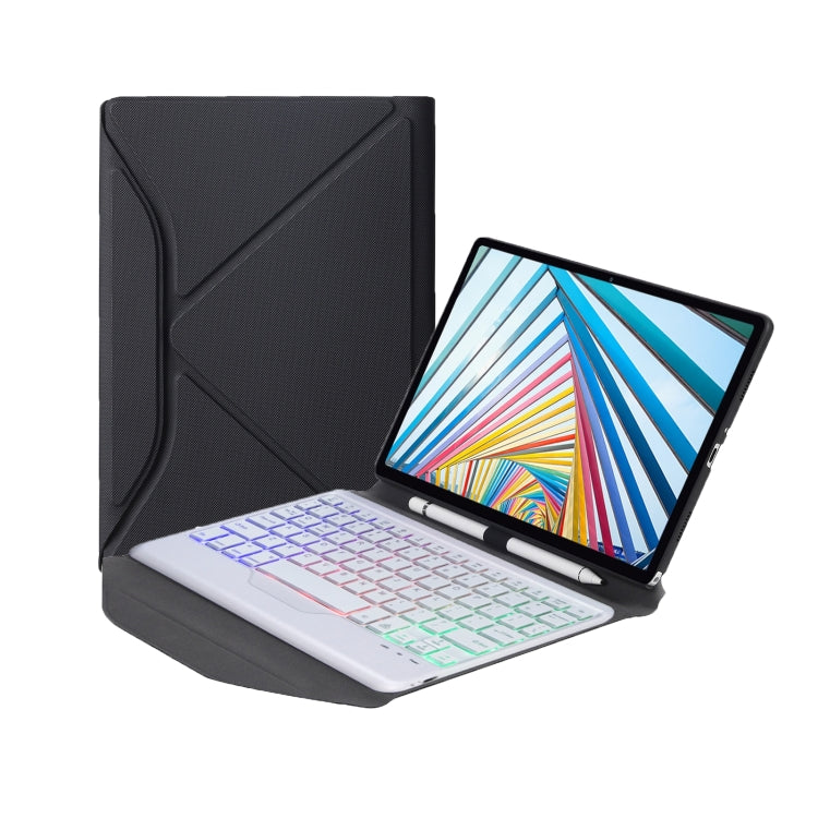 BM20S Backlight Diamond Texture Bluetooth Keyboard Leather Case with Triangle Back Support For Lenovo M10 Plus 10.3 inch TB-X606 / TB-X606F(Black + White) - Lenovo Keyboard by PMC TechLife | Online Shopping South Africa | PMC TechLife