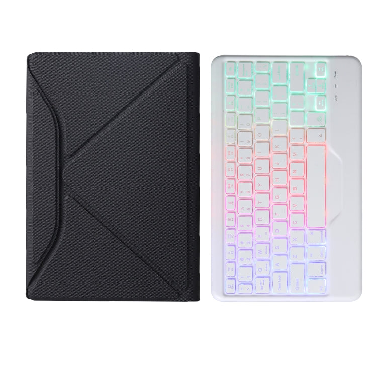 BM20S Backlight Diamond Texture Bluetooth Keyboard Leather Case with Triangle Back Support For Lenovo M10 Plus 10.3 inch TB-X606 / TB-X606F(Black + White) - Lenovo Keyboard by PMC Jewellery | Online Shopping South Africa | PMC Jewellery