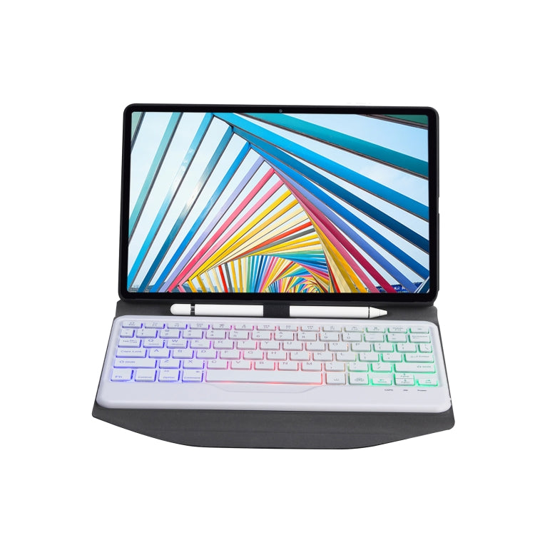 BM20S Backlight Diamond Texture Bluetooth Keyboard Leather Case with Triangle Back Support For Lenovo M10 Plus 10.3 inch TB-X606 / TB-X606F(Black + White) - Lenovo Keyboard by PMC TechLife | Online Shopping South Africa | PMC TechLife