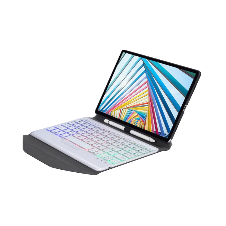 BM20S Backlight Diamond Texture Bluetooth Keyboard Leather Case with Triangle Back Support For Lenovo M10 Plus 10.3 inch TB-X606 / TB-X606F(Black + White) - Lenovo Keyboard by PMC TechLife | Online Shopping South Africa | PMC TechLife