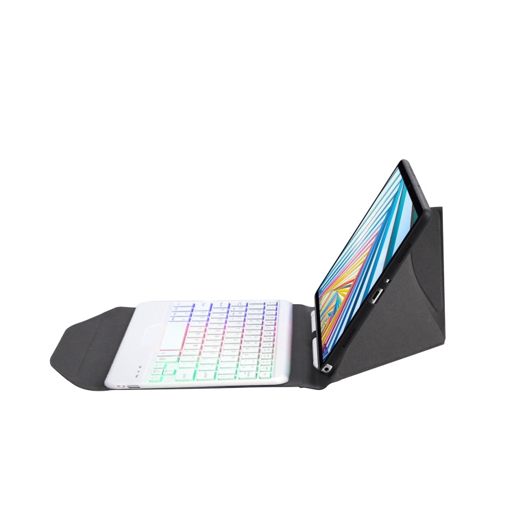 BM20S Backlight Diamond Texture Bluetooth Keyboard Leather Case with Triangle Back Support For Lenovo M10 Plus 10.3 inch TB-X606 / TB-X606F(Black + White) - Lenovo Keyboard by PMC TechLife | Online Shopping South Africa | PMC TechLife