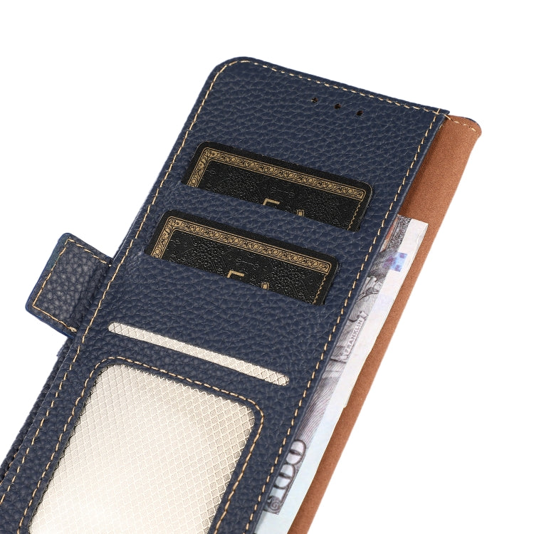 For Honor Magic 4 KHAZNEH Side-Magnetic Litchi Genuine Leather RFID Phone Case(Blue) - Honor Cases by PMC TechLife | Online Shopping South Africa | PMC TechLife | Buy Now Pay Later Mobicred