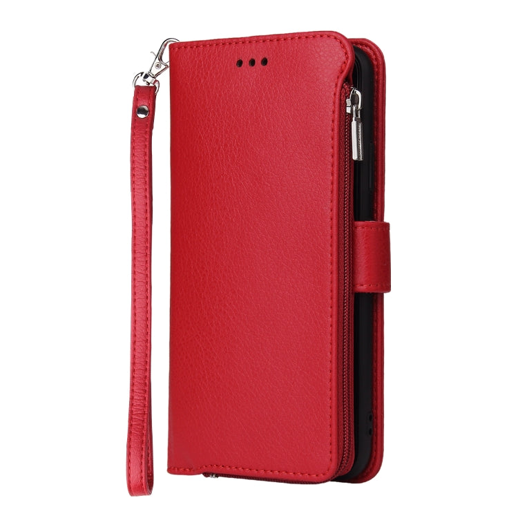 For Huawei P40 Lite / nova 6 SE Microfiber Zipper Horizontal Flip Leather Case(Red) - Huawei Cases by PMC TechLife | Online Shopping South Africa | PMC TechLife | Buy Now Pay Later Mobicred