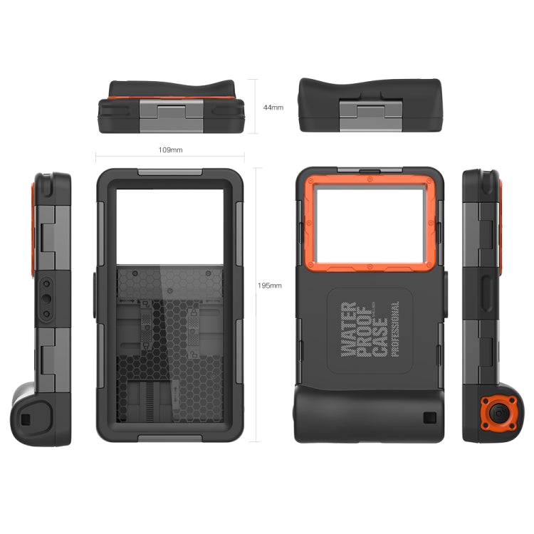 RedPepper 2nd Generation Diving Waterproof Protective Case, Waterproof depth: 15m(Black + Orange) - Waterproof Bag by RedPepper | Online Shopping South Africa | PMC Jewellery | Buy Now Pay Later Mobicred