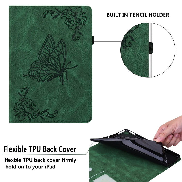 For Huawei MatePad Pro 10.8 2021 Butterfly Flower Embossed Leather Tablet Case(Green) - Huawei by PMC TechLife | Online Shopping South Africa | PMC TechLife | Buy Now Pay Later Mobicred