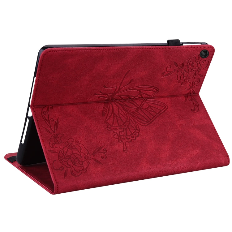 For Lenovo Tab M10 Plus 10.6 3rd Gen Butterfly Flower Embossed Leather Tablet Case(Red) - Lenovo by PMC TechLife | Online Shopping South Africa | PMC TechLife | Buy Now Pay Later Mobicred