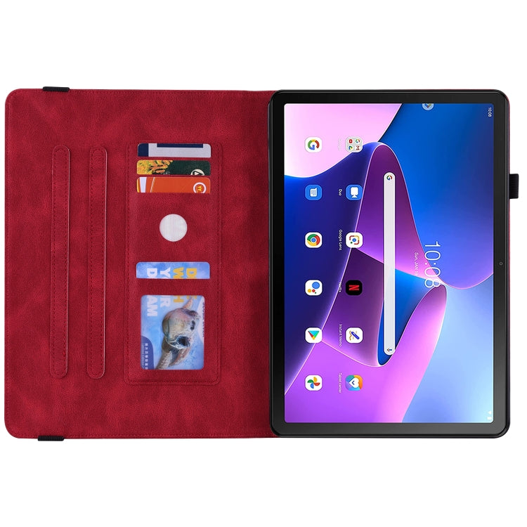 For Lenovo Tab M10 Plus 10.6 3rd Gen Butterfly Flower Embossed Leather Tablet Case(Red) - Lenovo by PMC TechLife | Online Shopping South Africa | PMC TechLife | Buy Now Pay Later Mobicred