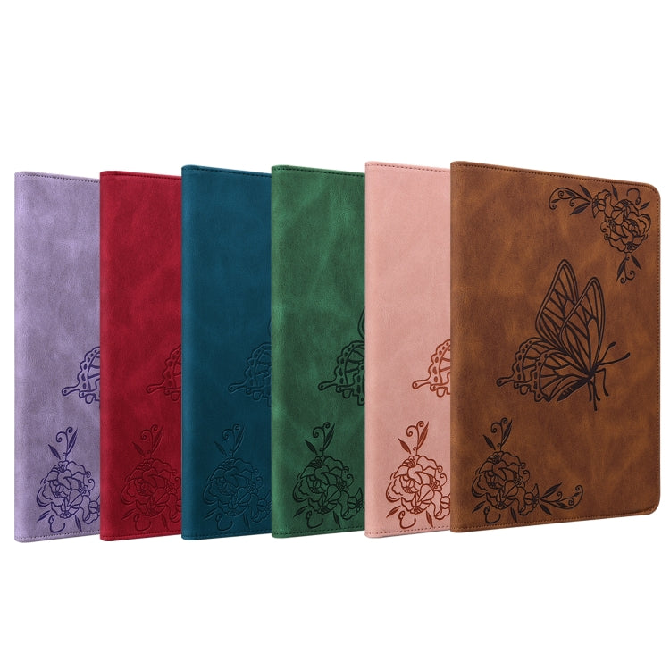 For Lenovo Tab P11 TB-J606F Butterfly Flower Embossed Leather Tablet Case(Blue) - Lenovo by PMC TechLife | Online Shopping South Africa | PMC TechLife | Buy Now Pay Later Mobicred