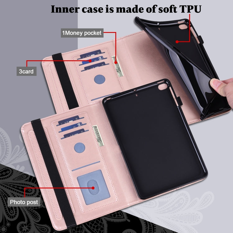 For Lenovo M10 Plus 10.6 3rd Gen 2022 Lace Flower Embossing Pattern Leather Tablet Case(Gold) - Lenovo by PMC TechLife | Online Shopping South Africa | PMC TechLife | Buy Now Pay Later Mobicred