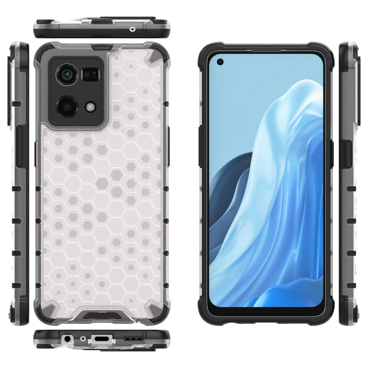 For OPPO Reno7 4G Shockproof Honeycomb PC + TPU Phone Case(White) - OPPO Cases by PMC Jewellery | Online Shopping South Africa | PMC Jewellery | Buy Now Pay Later Mobicred