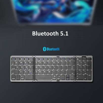 B089T Foldable Bluetooth Keyboard Rechargeable with Touchpad(Black) - Wireless Keyboard by PMC Jewellery | Online Shopping South Africa | PMC Jewellery | Buy Now Pay Later Mobicred