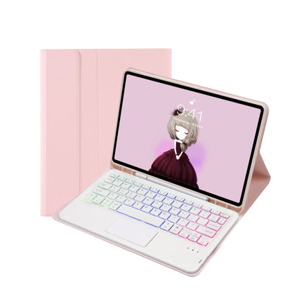 T102B-AS Skin Feel Pen Slot Touch Pad Backlight Bluetooth Keyboard Leather Tablet Case For iPad 10.2 2021&2020&2019/Air 2019/Pro 10.5(Pink) - For iPad Pro by PMC Jewellery | Online Shopping South Africa | PMC Jewellery | Buy Now Pay Later Mobicred