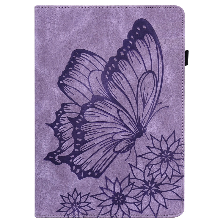 For Huawei MediaPad T5 Big Butterfly Embossed Leather Tablet Case(Purple) - Huawei by PMC TechLife | Online Shopping South Africa | PMC TechLife | Buy Now Pay Later Mobicred