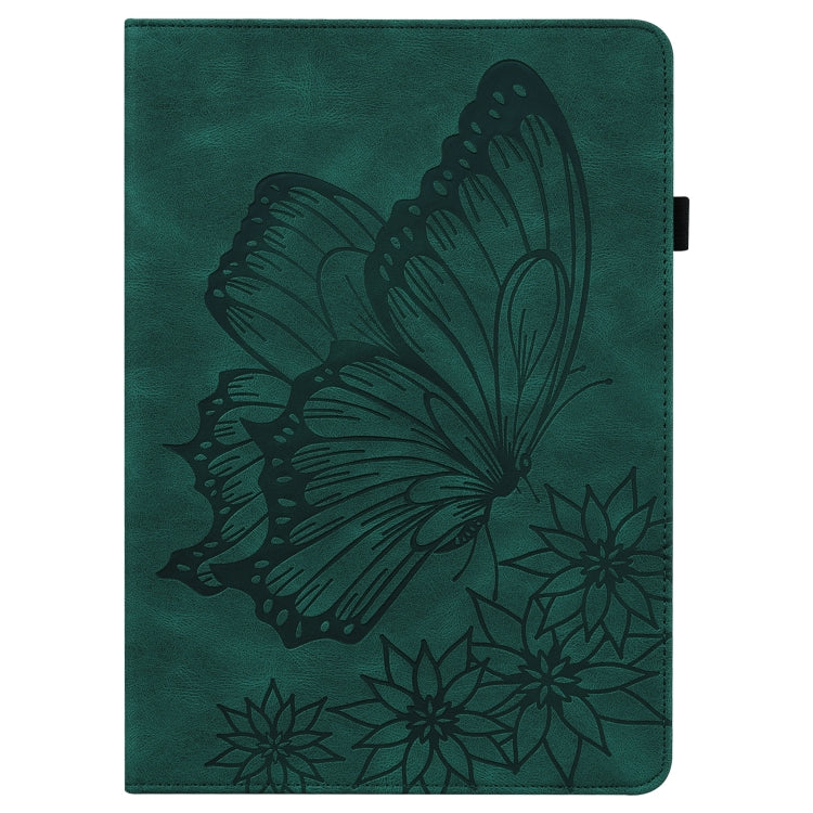 For Huawei MatePad T 10s Big Butterfly Embossed Leather Tablet Case(Green) - Huawei by PMC TechLife | Online Shopping South Africa | PMC TechLife | Buy Now Pay Later Mobicred