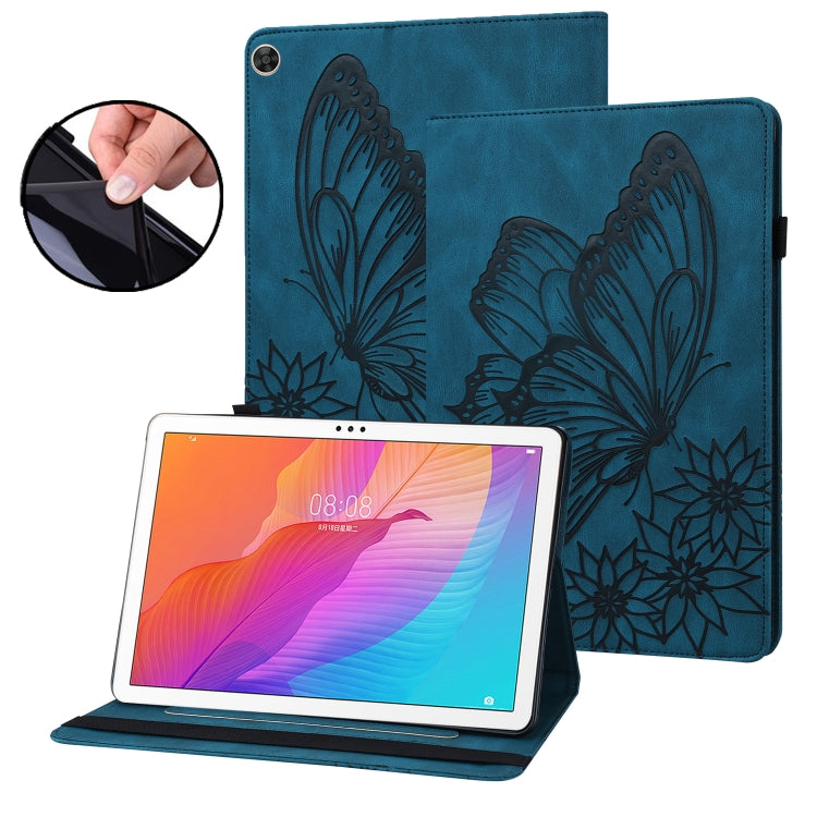 For Huawei MatePad T 10s Big Butterfly Embossed Leather Tablet Case(Blue) - Huawei by PMC TechLife | Online Shopping South Africa | PMC TechLife | Buy Now Pay Later Mobicred