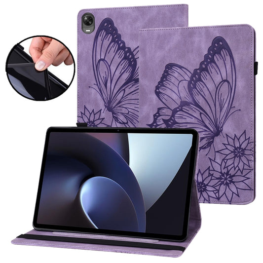 For OPPO Pad 11 inch 2022 Big Butterfly Embossed Leather Tablet Case(Purple) - OPPO by PMC Jewellery | Online Shopping South Africa | PMC Jewellery | Buy Now Pay Later Mobicred