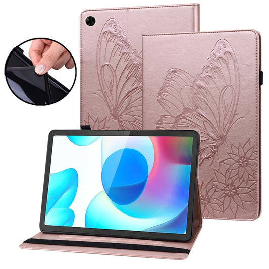 For Realme Pad Big Butterfly Embossed Leather Tablet Case(Rose Gold) - Realme by PMC Jewellery | Online Shopping South Africa | PMC Jewellery | Buy Now Pay Later Mobicred