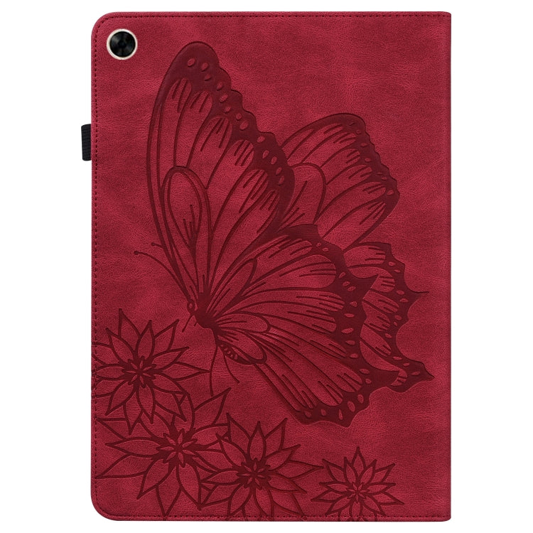 For Realme Pad Big Butterfly Embossed Leather Tablet Case(Red) - Realme by PMC TechLife | Online Shopping South Africa | PMC TechLife | Buy Now Pay Later Mobicred