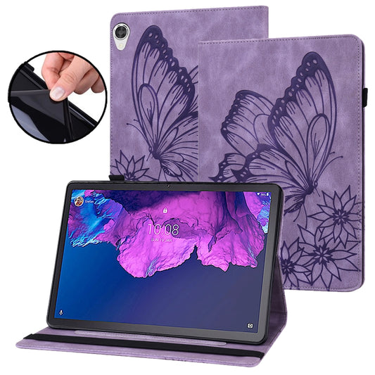 For Lenovo Tab P11 Big Butterfly Embossed Leather Tablet Case(Purple) - Lenovo by PMC Jewellery | Online Shopping South Africa | PMC Jewellery | Buy Now Pay Later Mobicred