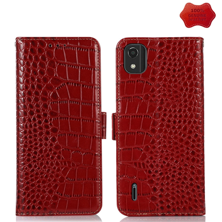 For Nokia C2 2nd Edition Crocodile Top Layer Cowhide Leather Phone Case(Red) - Nokia Cases by PMC TechLife | Online Shopping South Africa | PMC TechLife | Buy Now Pay Later Mobicred