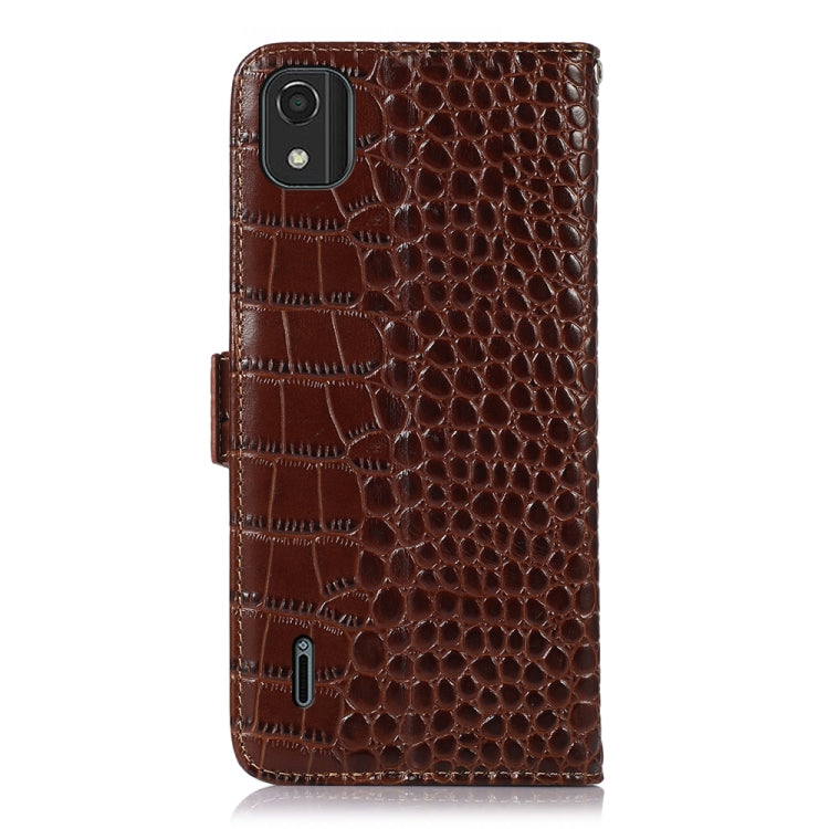 For Nokia C2 2nd Edition Crocodile Top Layer Cowhide Leather Phone Case(Brown) - Nokia Cases by PMC TechLife | Online Shopping South Africa | PMC TechLife | Buy Now Pay Later Mobicred
