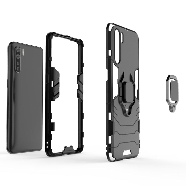 For OPPO A91 PC + TPU Shockproof Protective Case with Magnetic Ring Holder(Navy Blue) - OPPO Cases by PMC TechLife | Online Shopping South Africa | PMC TechLife | Buy Now Pay Later Mobicred